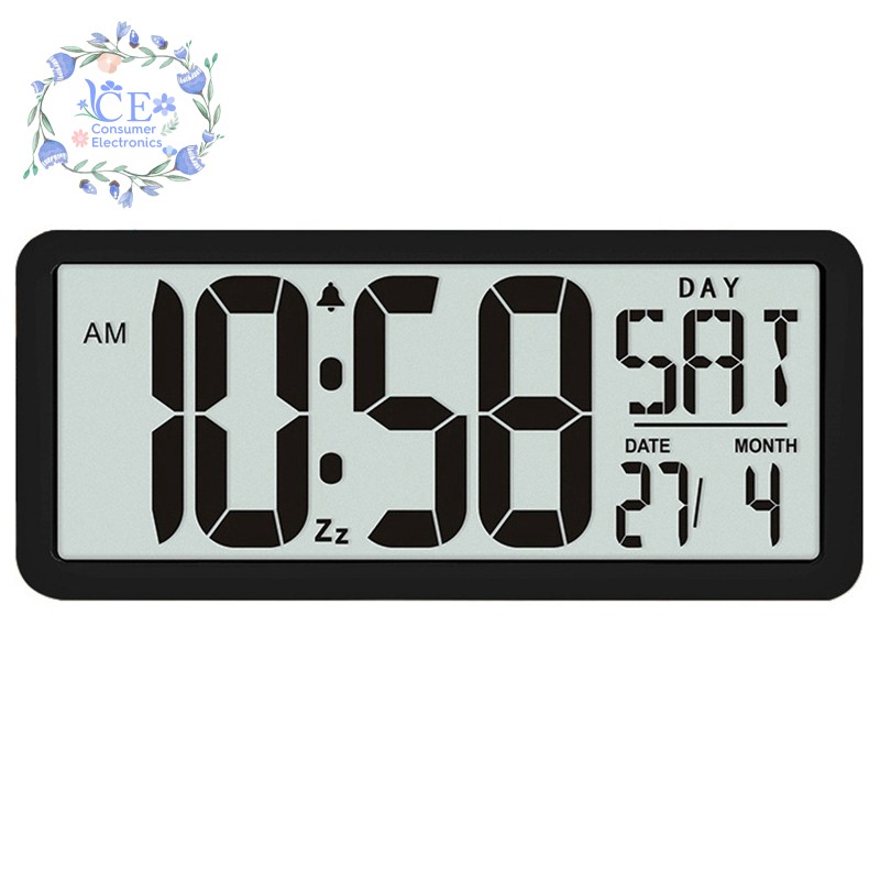 Square Wall Clock Series 13 8inch Large Digital Jumbo Alarm Lcd Display Multi Functional Upscale Office Decor D Ee Thailand - Large Digital Clock Wall Mounted