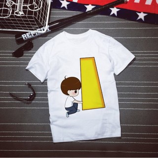 เสื้อยืดตัวอักษรภาษาอังกฤษน่ารักๆ ตัว i การ์ตูนชาย