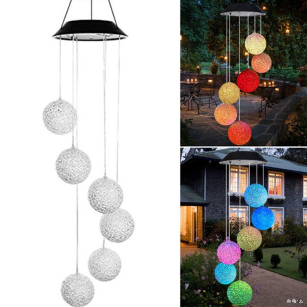 Solar Powered Wind Chimes Light Hanging LED Garden Outdoor Lamp Colour Chan 