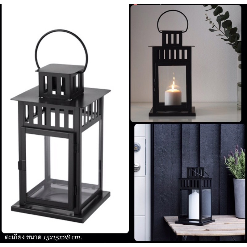 ตะเกียงเทียนทรงสี่เหลี่ยมสวยงาม มีหูหิ้วแขวนได้ ใส่เทียนแท่งให้แสงสว่างนวลตายาวนาน สูง 28 cm. x กว้าง 15 cm. - รูปที่ 4