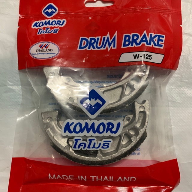 ผ้าเบรคพร้อมสปริง WAVE/DREAM ทุกรุ่น ยี่ห้อโคโมริ เบรคดีเงียบฝุ่นน้อย
