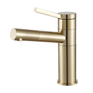 Nordic brushed gold faucet ห้องน้ำตู้โต๊ะเครื่องแป้งห้องน้ำอ่างล้างหน้า gold light หรูหราดึงก๊อกน้ำร้อนและเย็น