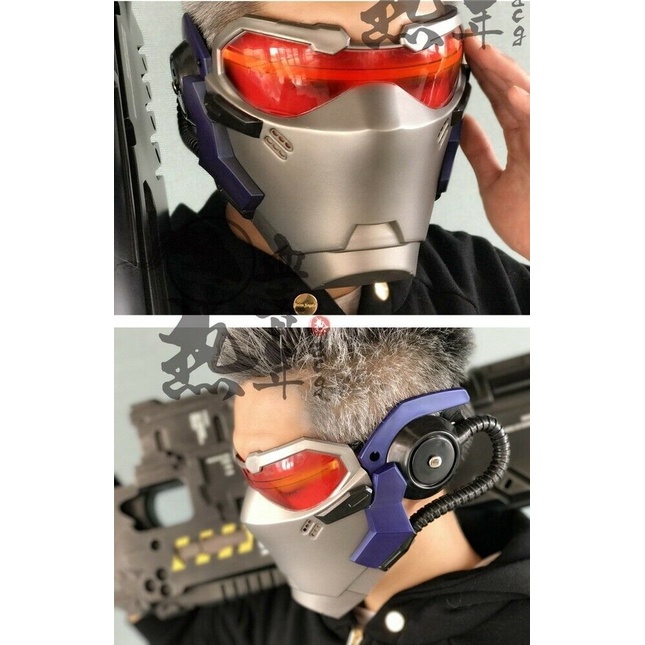 Accessoire de Cosplay Halloween DMAR Masque Lumineux Overwatch Soldier 76 
