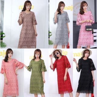 Dress ลูกไม้อิตาลี่ แขน 3 ส่วน อก 38/40/42/44/46