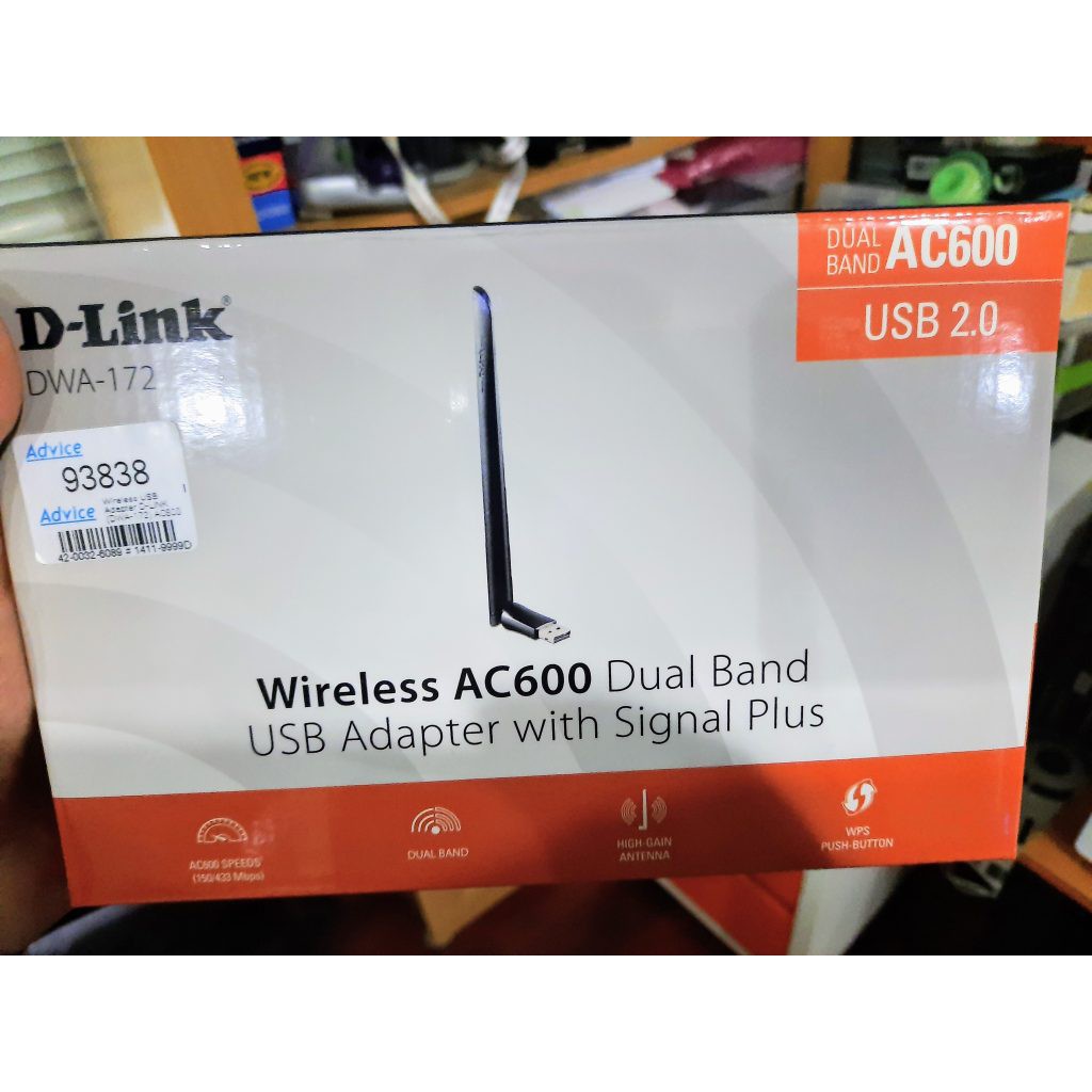 Wireless USB Adapter D-LINK (DWA-172) AC600 Dual Band High Gain 2.4GHz/5GHz