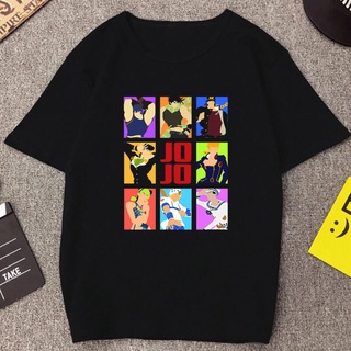 T-Shirtเสื้อยืดคอกลม แขนสั้น ผ้าฝ้าย 100% พิมพ์ลาย Jojo Bizarre Adventure สไตล์ญี่ปุ่น ฮาราจูกุ สําหรับผู้ชาย และผู้หญิง