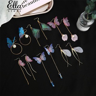 ปีกผีเสื้อ Elegant Long Drop Line Hook เครื่องประดับต่างหูเลดี้