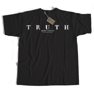 เสื้อยืดคอกลมcrew neckแรงบันดาลใจจากเสื้อยืดอำนาจความจริงไนท์คลับนิวยอร์กฮิปฮอปแร็พทีวีแขนสั้นกีฬาขนาดใหญ่เสื้อยืดผู้ชาย
