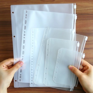1Pc A7/A6/A5 Transparent PVC Six Holes Loose Leaf Zipper Storage Bag / DIY Notepad Handbook Bill Bag