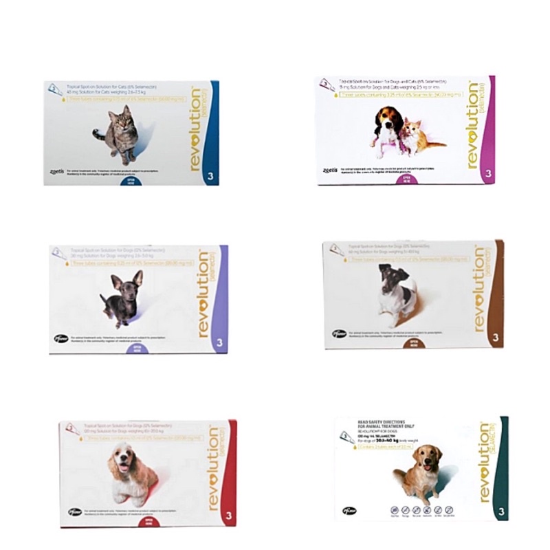 Revolution spot on solution (6selamectin) สำหรับสุนัข เเมว กระต่ายต่ำ ...