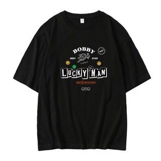 เสื้อยืด แขนสั้น พิมพ์ลาย Kpop Ikon Bobby Album Lucky Man สําหรับผู้ชาย วรรคเดียวกัน