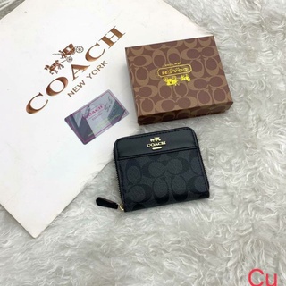 มีปลายทาง🎉 กระเป๋าสตางค์ Coach ใบสั้น กระเป๋าสตางค์ใบสั้น กระเป๋าสตางค์ซิปรอบ wallet bag