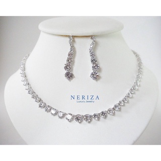 Neriza Jewelry/ ชุดเครื่องประดับออกงานเพชรสังเคราะห์ ประกายเทียบเท่าเพชรแท้ NSW024