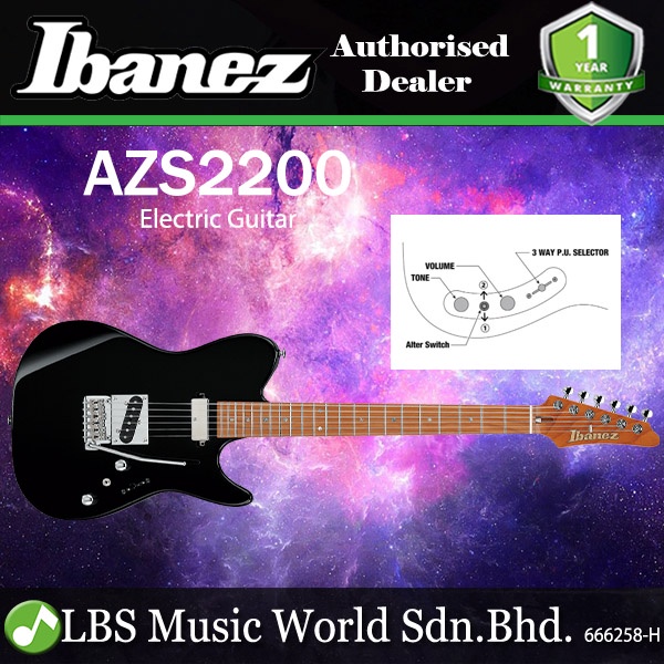 Ibanez AZS2200 Alder Body Prestige กีตาร์ไฟฟ้าพร้อม SH Pickup และ Gotoh Tremolo - สีดํา (AZS 2200)