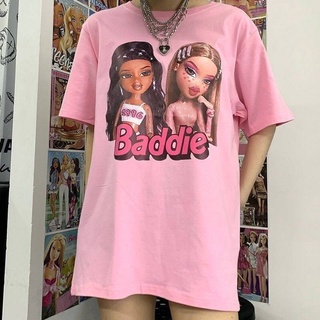 【cotton Tshirts👕】เสื้อยืดสกรีนลายบาร์บี้ Barbie baddie เสื้อยืดLY โรนัลดั๊ก และเพาเวอร์พัพเกิล