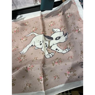 พร้อมส่ง 🔥SALE 1699🔥 ผ้าพันคอ DISNEY X COACH DALMATIAN FLORAL PRINT SILK BANDANA ลายน้องหมาน่ารักสุดๆ