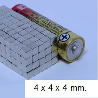 แม่เหล็กแรงสูง Magnet Neodymium สี่เหลี่ยม ขนาด 4x4x4 mm 25 ชิ้น