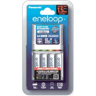 Panasonic eneloop เครื่องชาร์จเร็ว 1.5 ชม. พร้อมถ่านชาร์จ eneloop AA 4 ก้อน - ขาว K-KJ55MCC40T