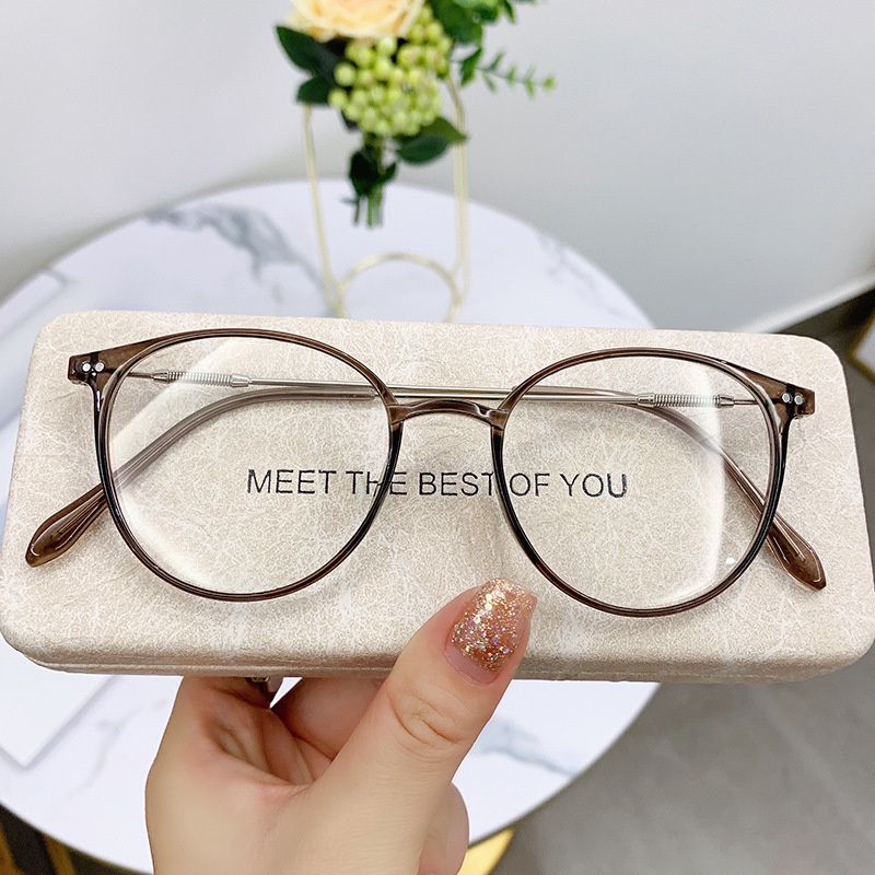 Frames & Glasses 69 บาท แว่นตาแฟชั่นสตรีป้องกันแสงสีฟ้า สายตาสั้นแว่นตาโลหะวัสดุระดับสายตาสั้น[0°to-600 °] Fashion Accessories