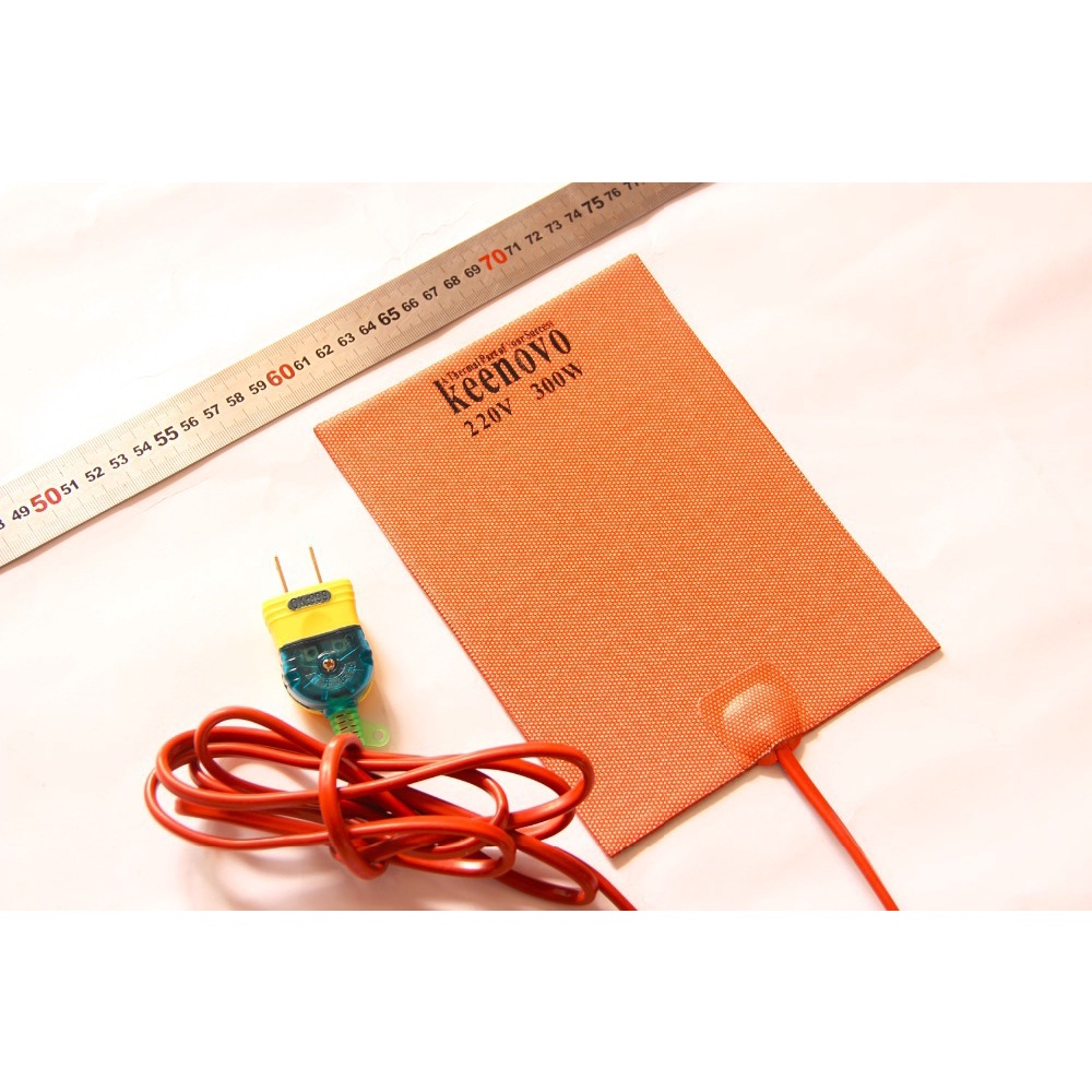 6"X8" 300W 220V KEENOVO Silicone Heater Pad Engine Block Oil Pan Hydraulic Tank Heating Mat  with 2m