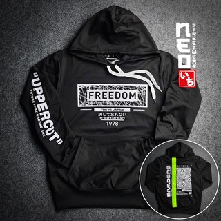 เสื้อฮู้ด Hood แขนยาว แนวสตรีท ลาย Freedom สีดำ