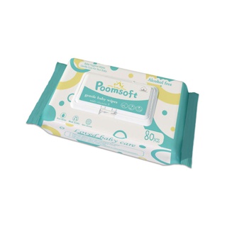 Poomsoft Baby Wipes ทิชชู่เปียก 80แผ่น ถูกที่สุด ทิชชู่เปียกสําหรับเด็ก กระดาษเปียก ทิชชู เปียก ทิชชู่ ผ้าเปียก