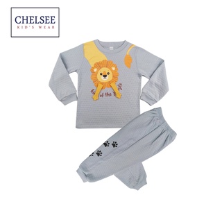 Chelsee ชุดนอนแขนยาว เด็กผู้ชาย รุ่น 127830 ลายสิงโต อายุ 2-12 ปี ผ้าแซนวิช 100%Cotton+Poly ผ้านุ่ม ชุดนอนเด็กโต