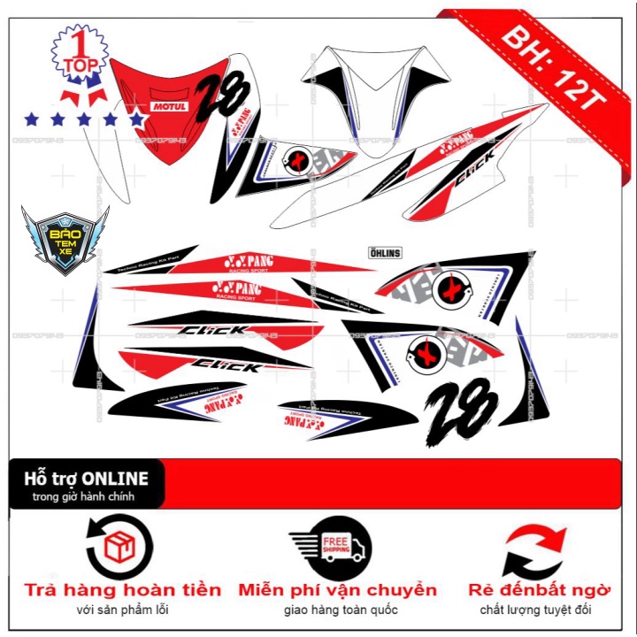 Click 110 YYPang สติ๊กเกอร์ติดรถสีขาว - Bi Decal