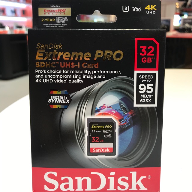 SanDisk Extreme Pro SD Card 32GB ความเร็ว อ่าน 170MB/s เขียน 90MB/s (SDSDXXY_128G_GN4IN