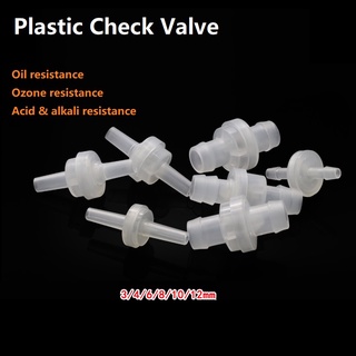 5/20Pcs Diameter 3/4/5/6/8/10/12mm  Plastic One-Way Non-Return Water Inline Fluids Check Valves for Fuel Gas Liquid วาล์วตรวจสอบน้ํามันเชื้อเพลิง ทางเดียว พลาสติก เส้นผ่าศูนย์กลาง  ไม่ย้อนกลับ