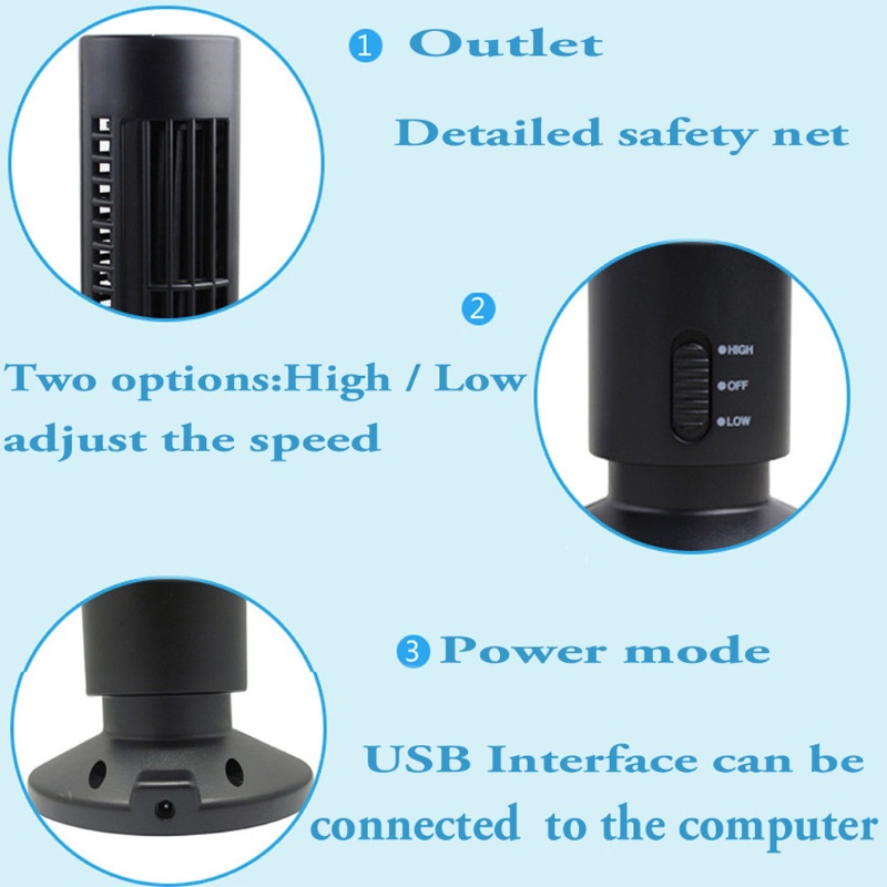 USB Laptop PC Mini No Leaf Air Conditioner Cooling Cool Desk Tower Fan ...