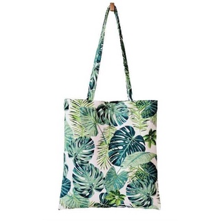 กระเป๋าผ้า / กระเป๋าลายฮาวาย / กระเป๋าผ้าแคนวาส / กระเป๋า Tote bag / กระเป่า 15x22 นิ้ว / กระเป๋าลายใบไม้ / กระเป๋าวินเท