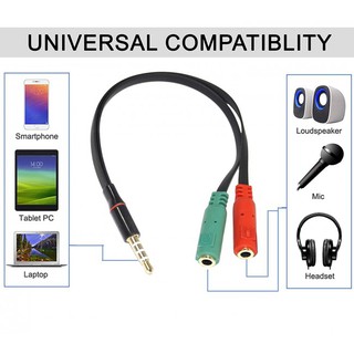 สาย 3.5mm Mic+Headphone Splitter Audio Cable 3.5mm splitte Aux Cable Cord for Computer Microphone Cellphone splitter