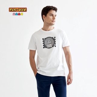 Pac-Man x Khaki Bros. - คาคิบรอส - Round neck t-shirt - เสื้อยืดคอกลม - KM22K611 - White