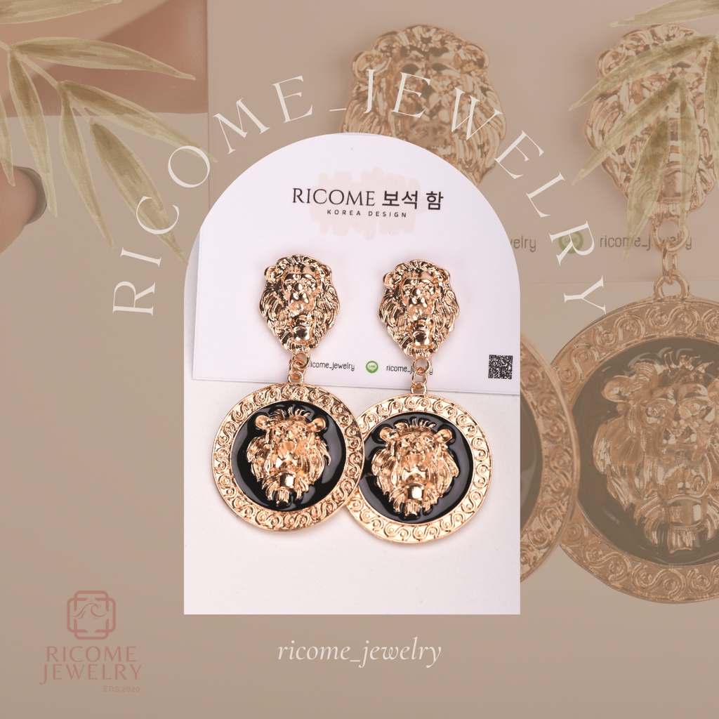 ต่างหูแฟชั่น Versace ต่างหูสายฝอ แฟชั่นสายฝอ ต่างหูแนวเวอซาเช่ ต่างหูหัวสิงโต