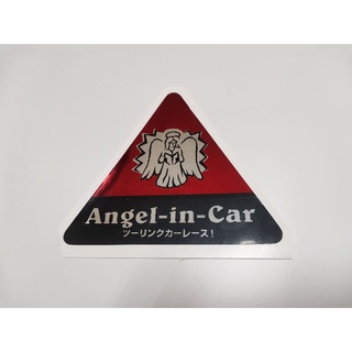 สติ๊กเกอร์ฟอยล์แดงวาว ทรงสามเหลี่ยม รูป นางฟ้า ANGEL IN CAR นางฟ้าในรถ ติดรถ แต่งรถ ประดับยนต์ sticker สามเหลี่ยม