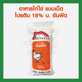 อาหารไก่ไข่ แบบเม็ด โปรตีน 18% บ. ซันฟีด