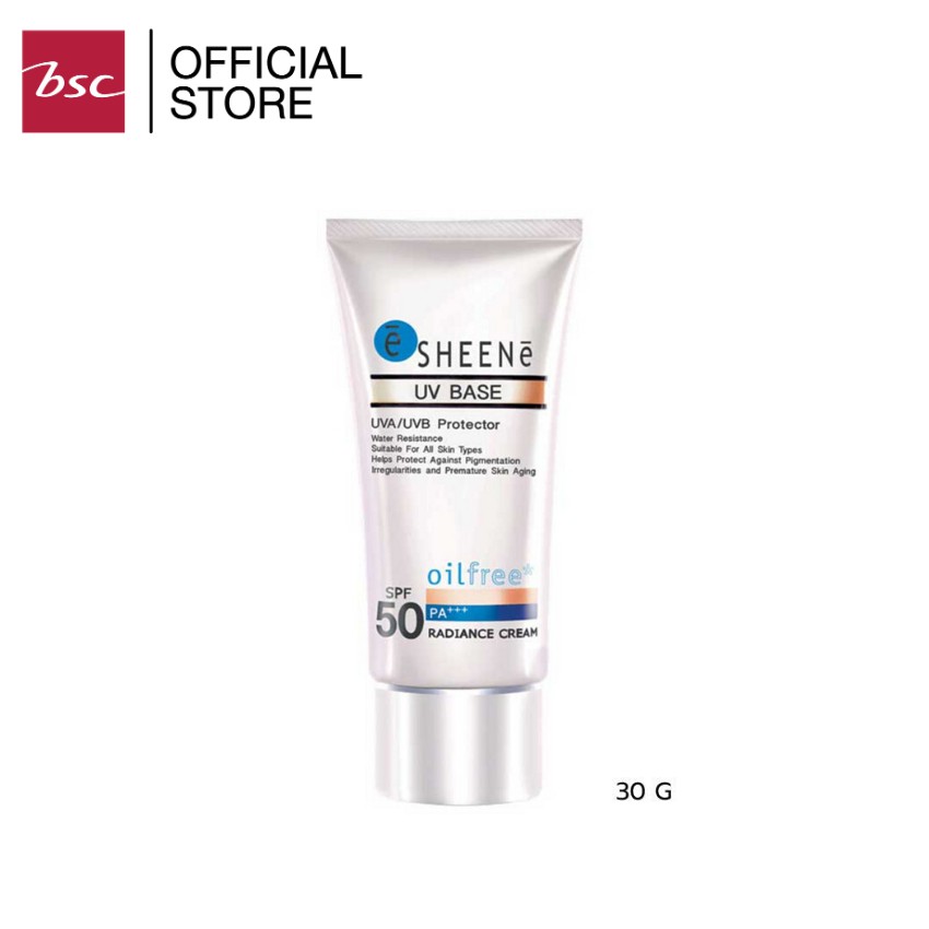SHEENE UV BASE RADIANCE CREAM SPF 50 PA+++ ครีมกันแดดสำหรับผิวหน้า สูตรออยล์ฟรี
