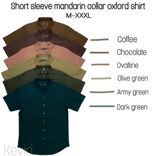 เสื้อคอจีนสื้อคอจีนแขนสั้นสีพื้น M-XXXLShort sleeve mandarin collar oxford shirt