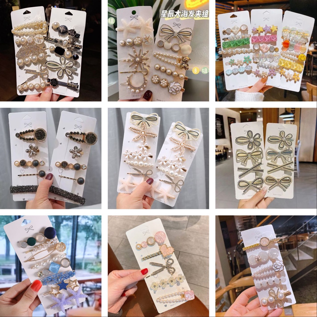 2022 ชุดขนนกน่ารักชุด6ชิ้นกิ๊บติดผมชุดหมีหน้าม้าคลิปด้านข้าง