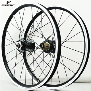 PASAK Mountain Bike Bicycle Wheel 20 Inch 406 24 Holes 100/135 HB12 Hub Six Holes 451 Disc Brake Aluminum Alloy Six Claws