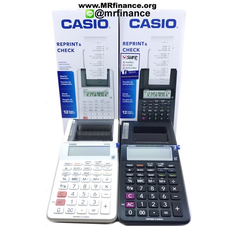 Casio HR-8RC WE/BK (สีขาว/สีดำ) เครื่องคิดเลขพิมพ์กระดาษคาสิโอ ของใหม่ ของแท้
