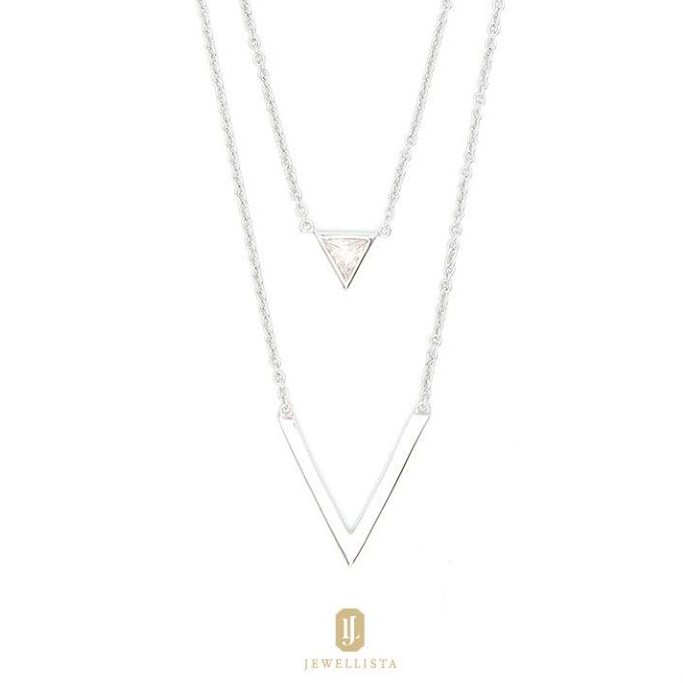 Jewellista จี้พร้อมสร้อยคอ Valentina เงินแท้ ประดับพลอย CZ