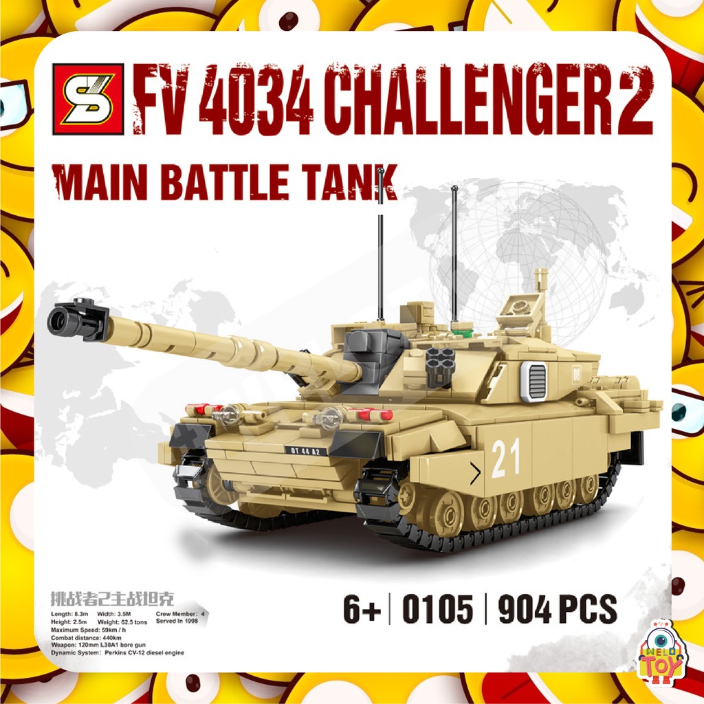 ตัวต่อ SY0105 รถถัง FV 4034 CHALLENGER2 MAIN BATTLE TANKN จำนวน 904 ชิ้น