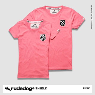 rudedog เสื้อคอกลม ชาย หญิง  รุ่น shield สีชมพู