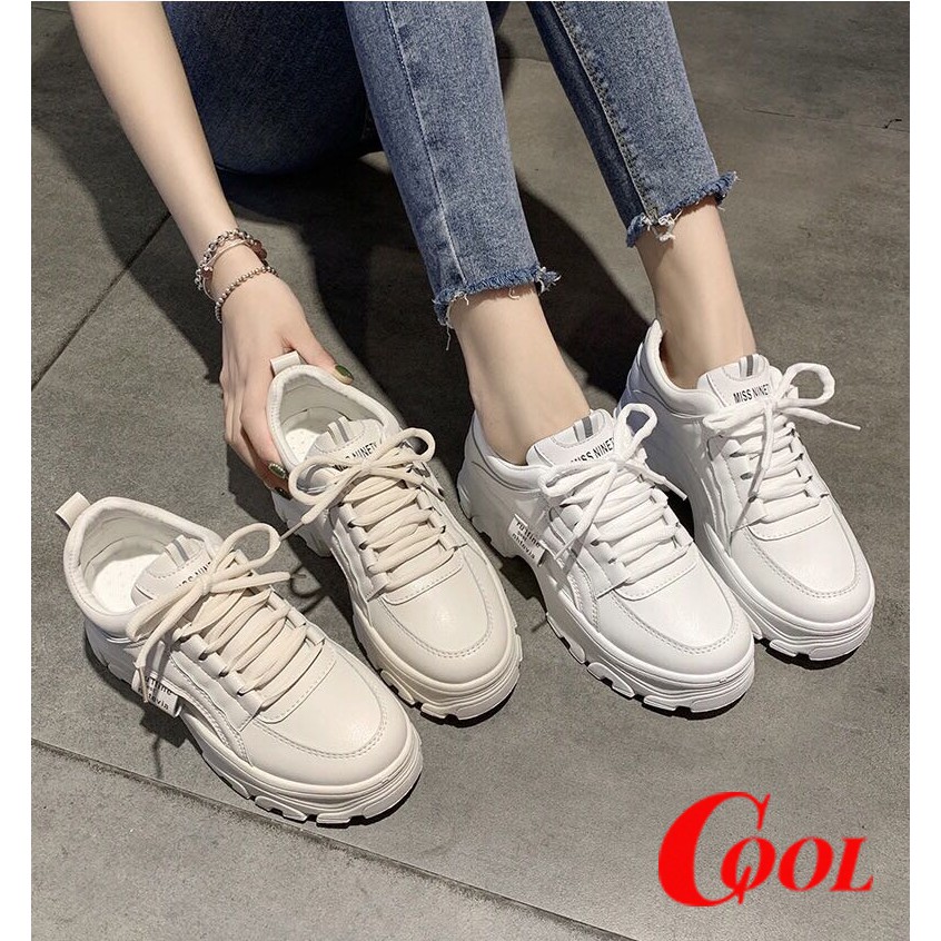 COOL SHOES (มาใหม่ AR-02) รองเท้าผ้าใบผู้หญิง เสริมส้น 5 ซม.เทรนด์แฟชั่นรองเท้าเพิ่มความสูงของผู้หญิง