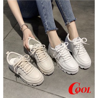 COOL SHOES (มาใหม่ AR-03)  รองเท้าผ้าใบผู้หญิง เสริมส้น 5 ซม.เทรนด์แฟชั่นรองเท้าเพิ่มความสูงของผู้หญิง