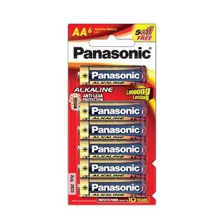 🔥*พร้อมส่ง*🔥 PANASONIC ถ่านอัลคาไลน์ รุ่น LR6T/6BN1F ขนาด AA (แพ็ค 5 แถม 1) สีแดง 🚚พิเศษ!!✅