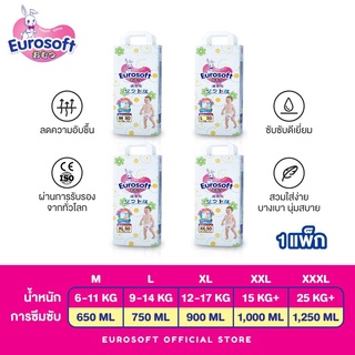 (พร้อมส่ง) Eurosoft Premium แพ็คเดี่ยว (Size M/L/XL/2XL/3XL/4XL)กางเกงผ้าอ้อม ผ้าอ้อมเด็กสำเร็จรูป แพมเพิส นุ่ม บางพิเศษ