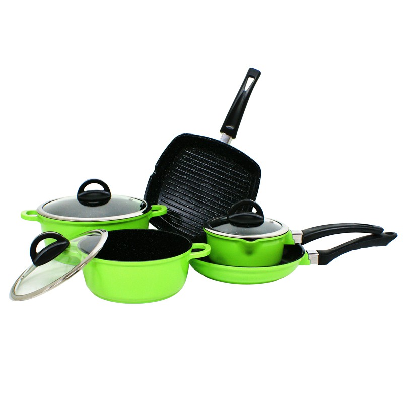 Diamond chef  ชุดหม้อ no.9 กระทะเคลือบเซรามิคไร้มัน 5 ชิ้น Diamond Chef รุ่น CT-8LH (สีเขียว)